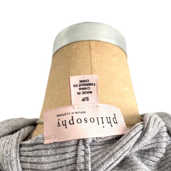 Philosophy Gray Ribbed Hoodie Size S - Picture 3 of 8